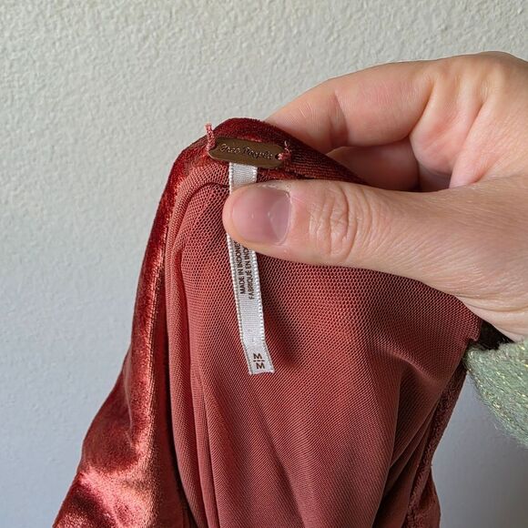 Free People Shayla Velvet Mini Dress In Terracotta Medium - Picture 4 of 6